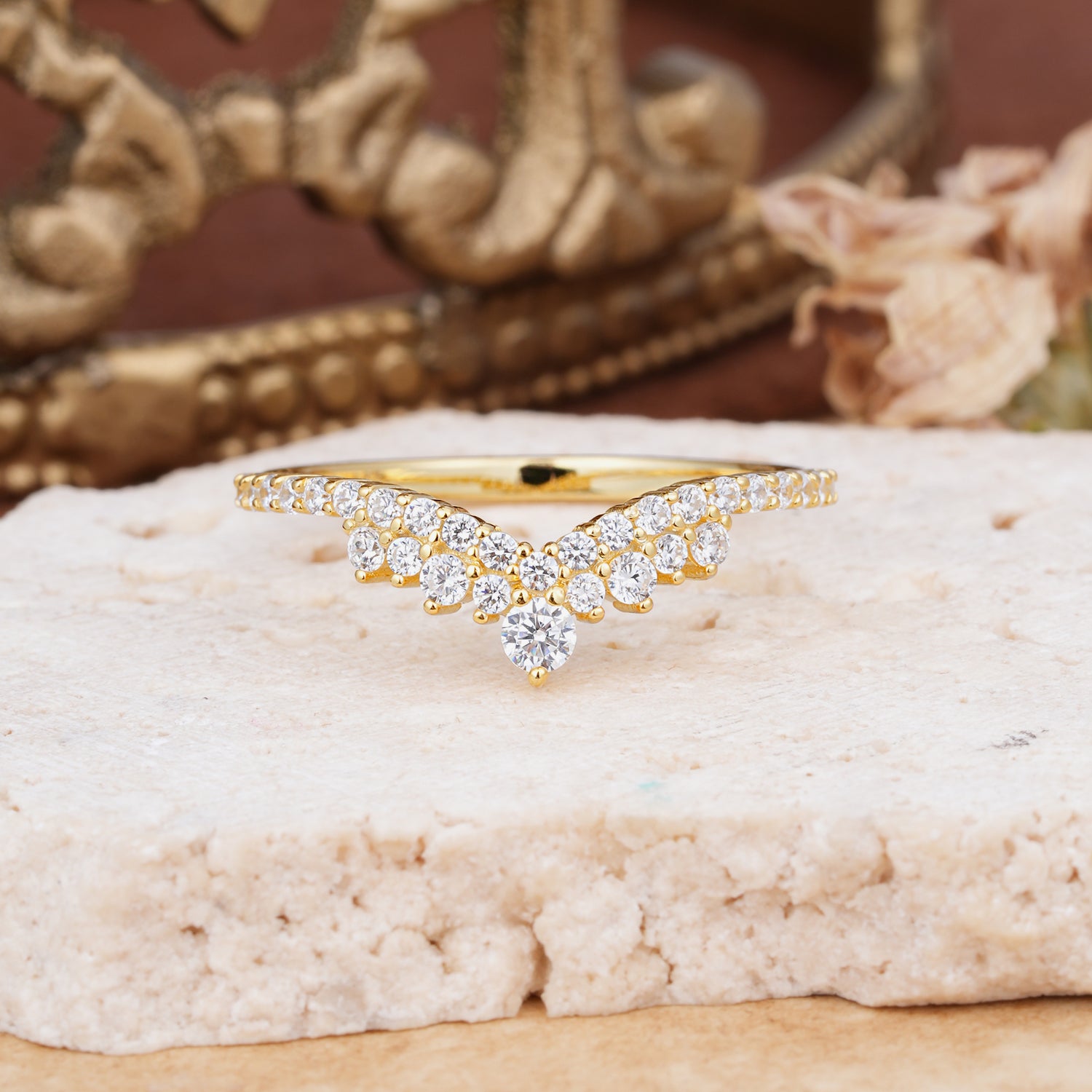 Unique Round Cut Moissanite Wedding Ring for Women
