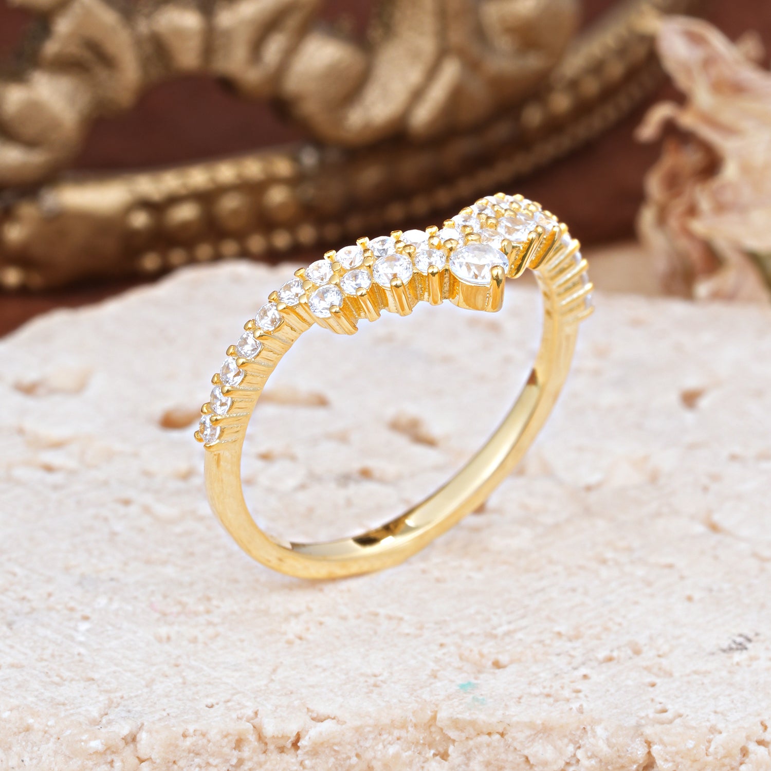 Unique Round Cut Moissanite Wedding Ring for Women