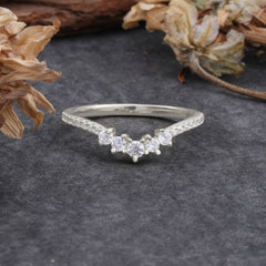 Minimalist Round Cut V-Shaped Moissanite Ring for Women