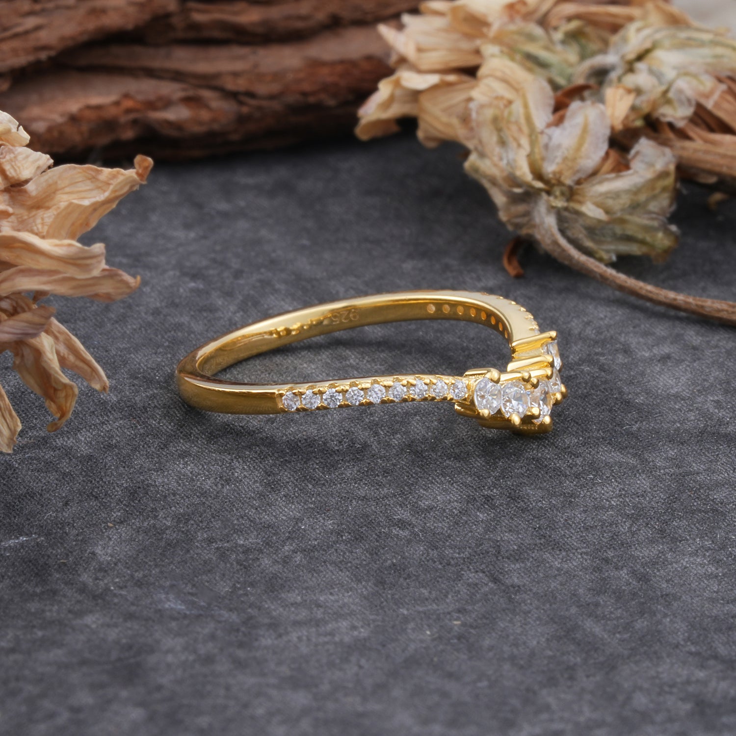 Minimalist Round Cut V-Shaped Moissanite Ring for Women