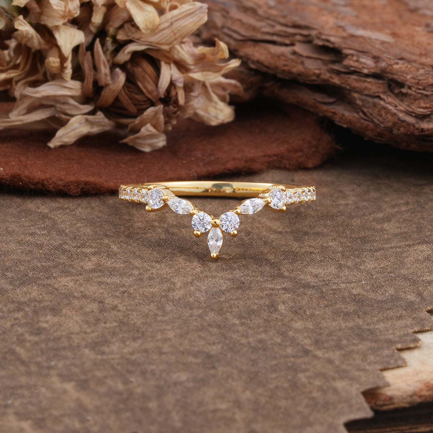 Unique Marquis Cut Moissanite Wedding Ring for Women