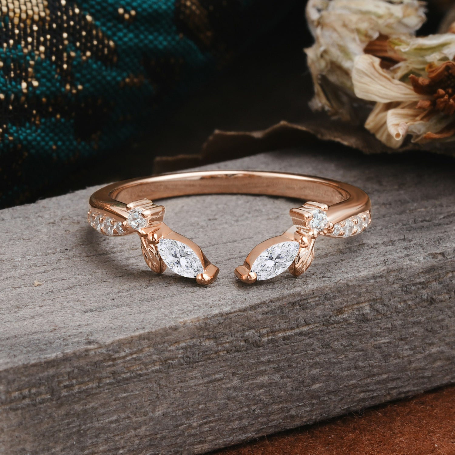 Crown Marquise Cut Lab Diamond Ring Wedding Ring