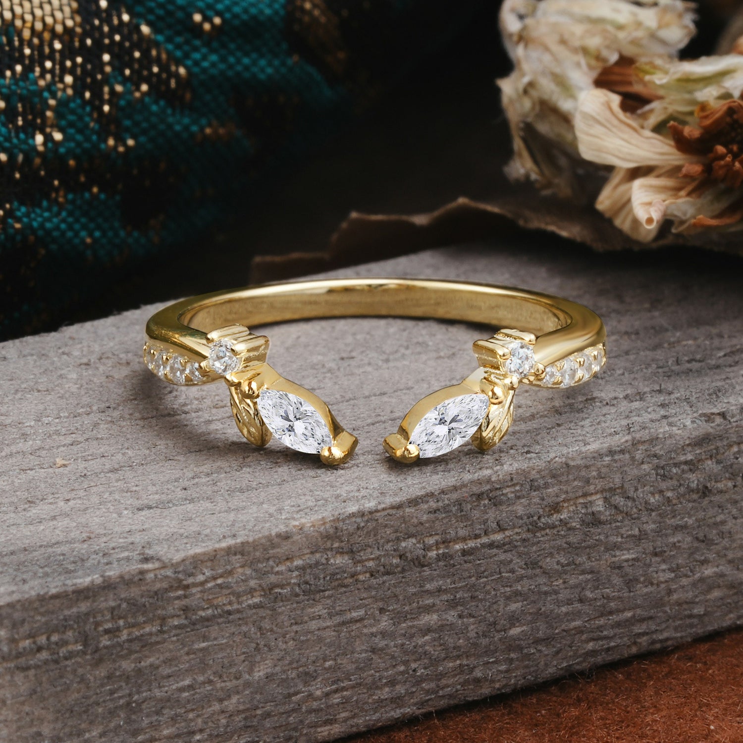 Crown Marquise Cut Lab Diamond Ring Wedding Ring