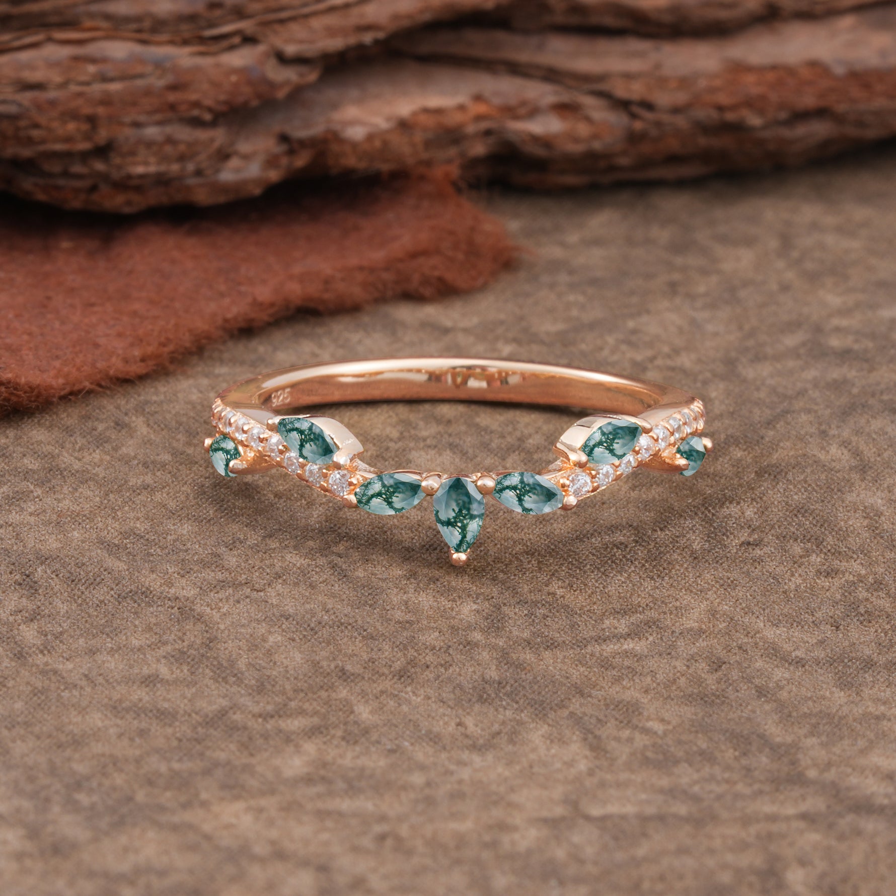 SR17204 Moss Agate Ring - Additional view