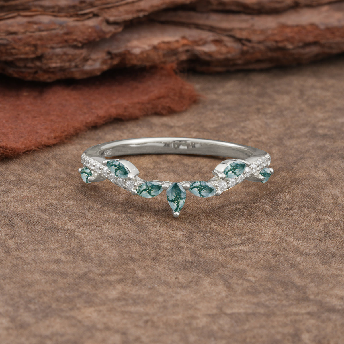 SR17204 Moss Agate Ring - Additional view