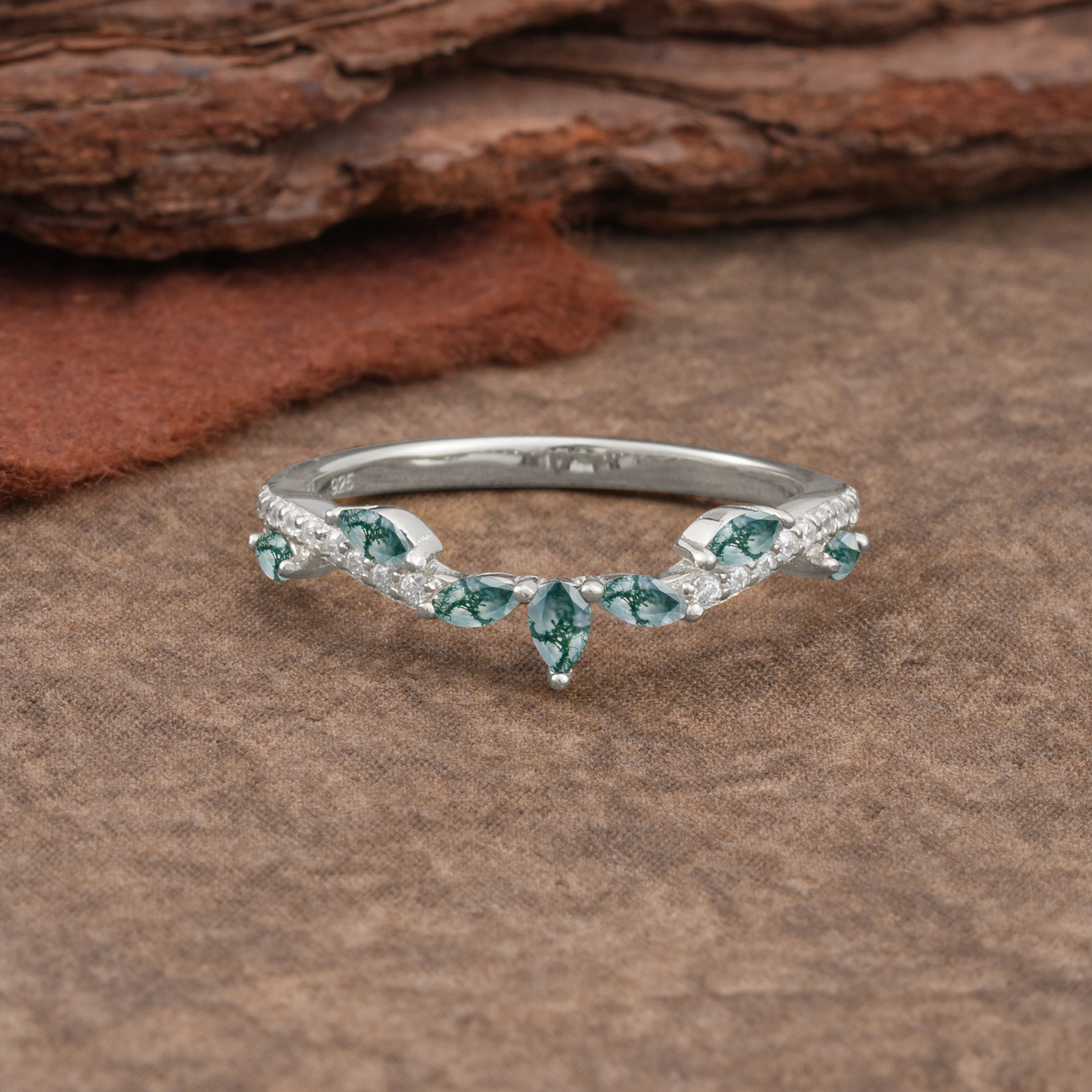 SR17204 Moss Agate Ring - Additional view