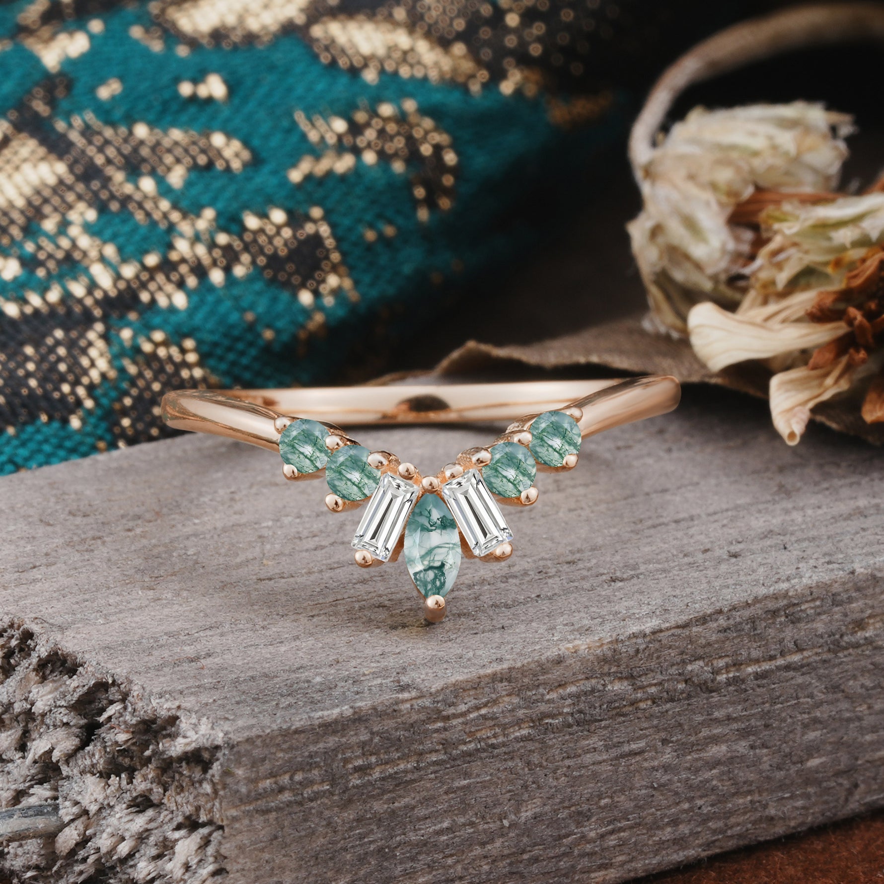 SR17216 Moss Agate Ring - Additional view