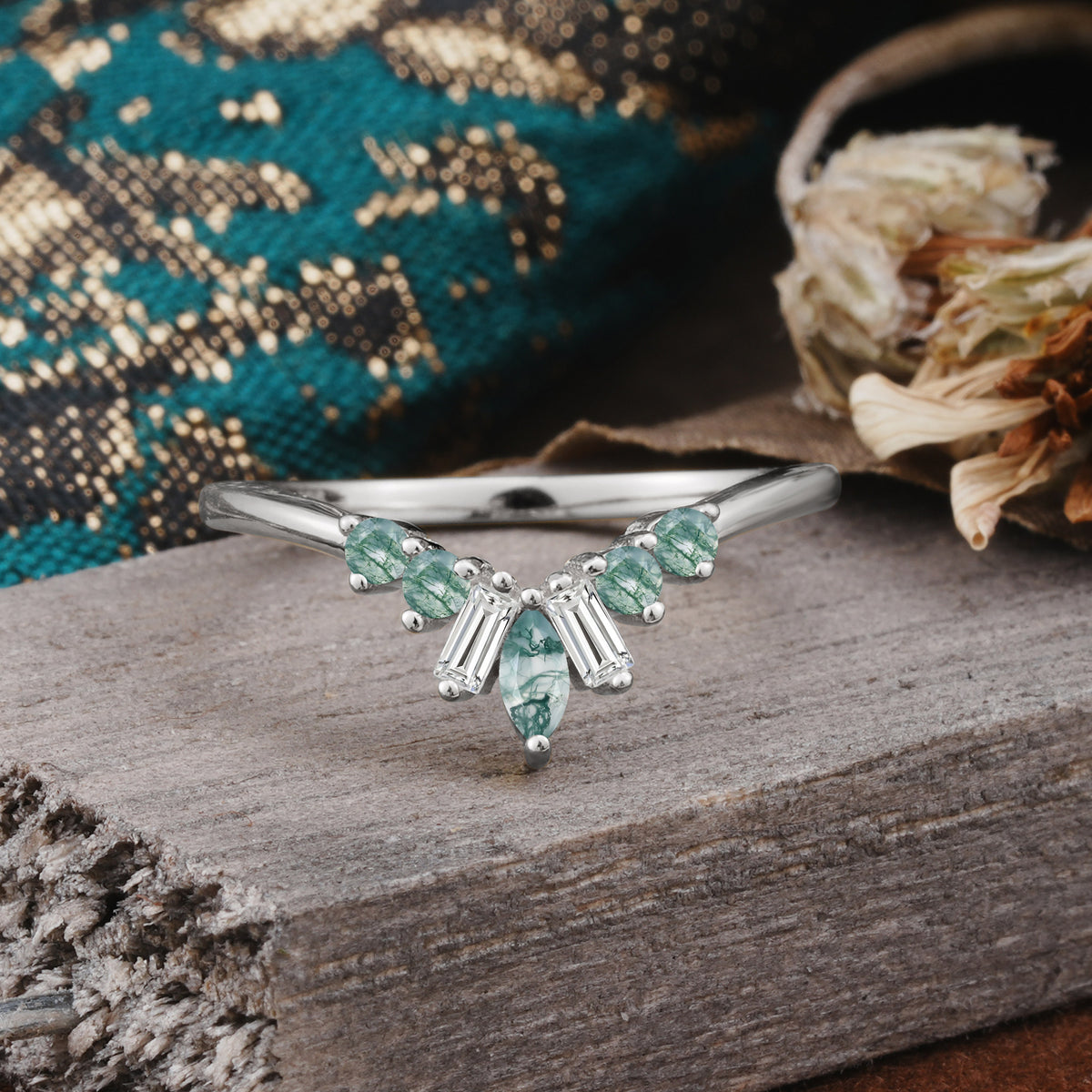 SR17216 Moss Agate Ring - Additional view