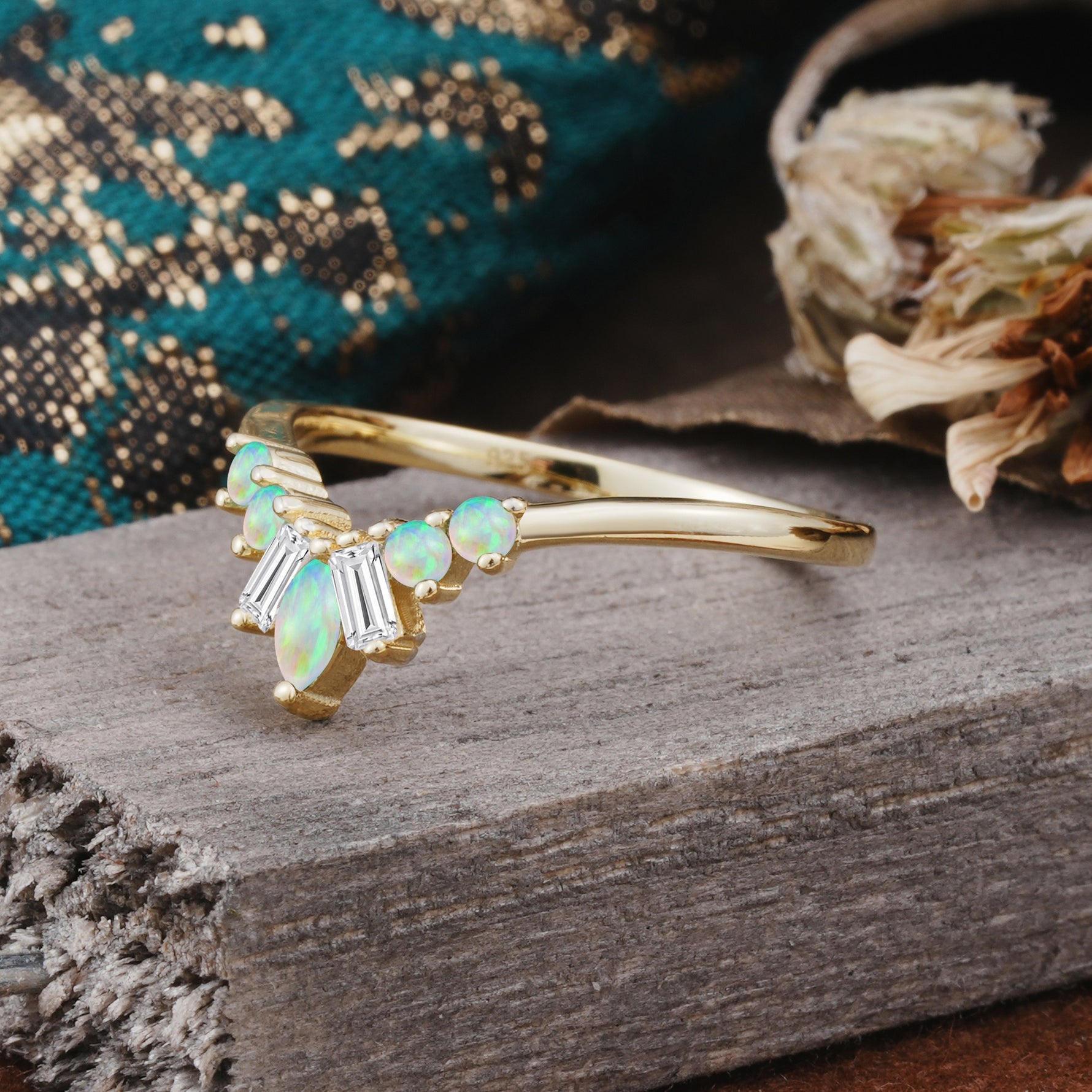 SR17216 Fire Opal Ring - White-Gold