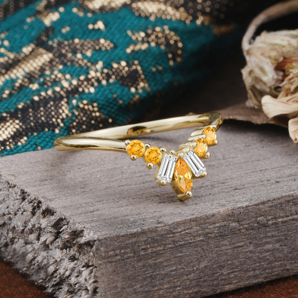 SR17216 Citrine Ring - White-Gold