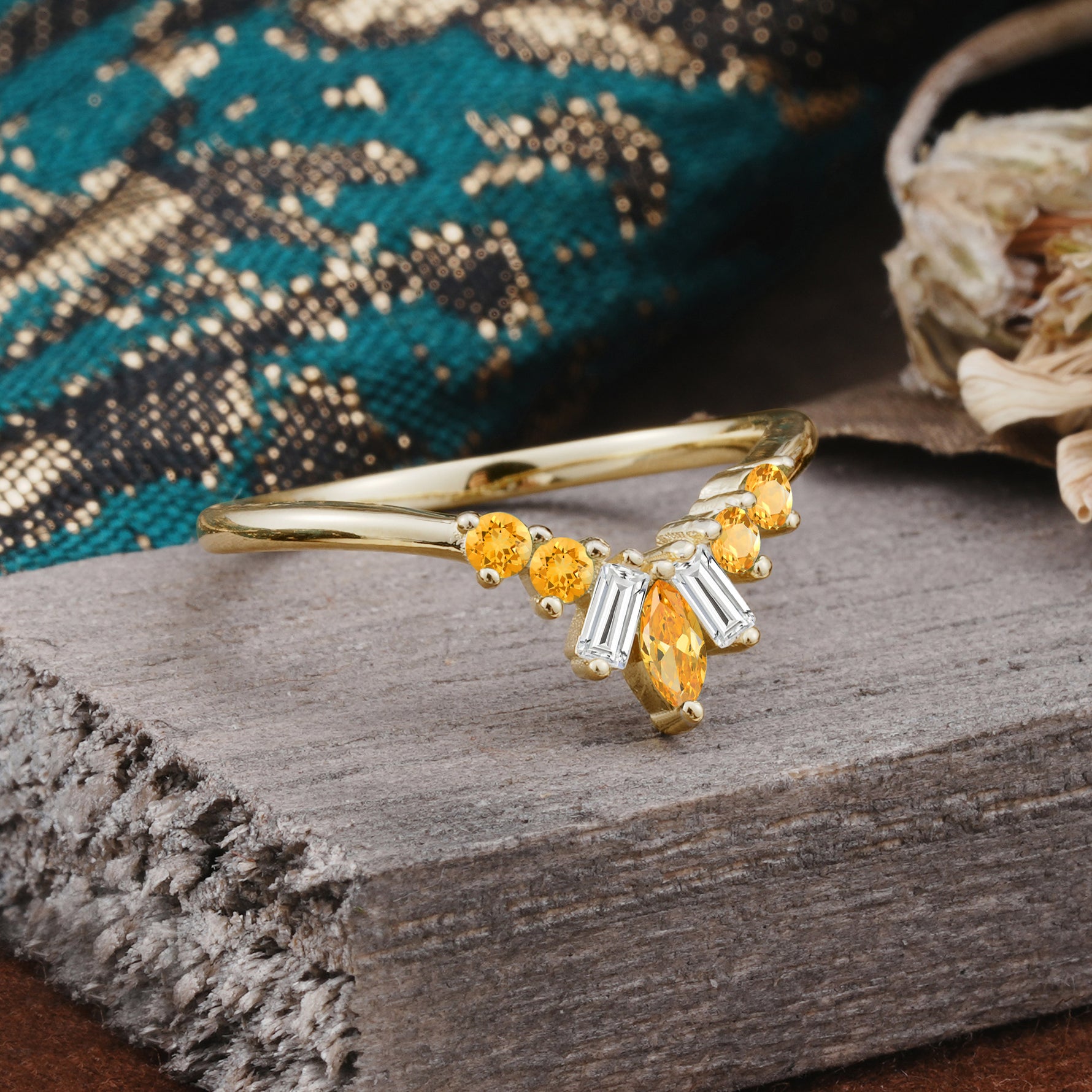 SR17216 Citrine Ring - White-Gold