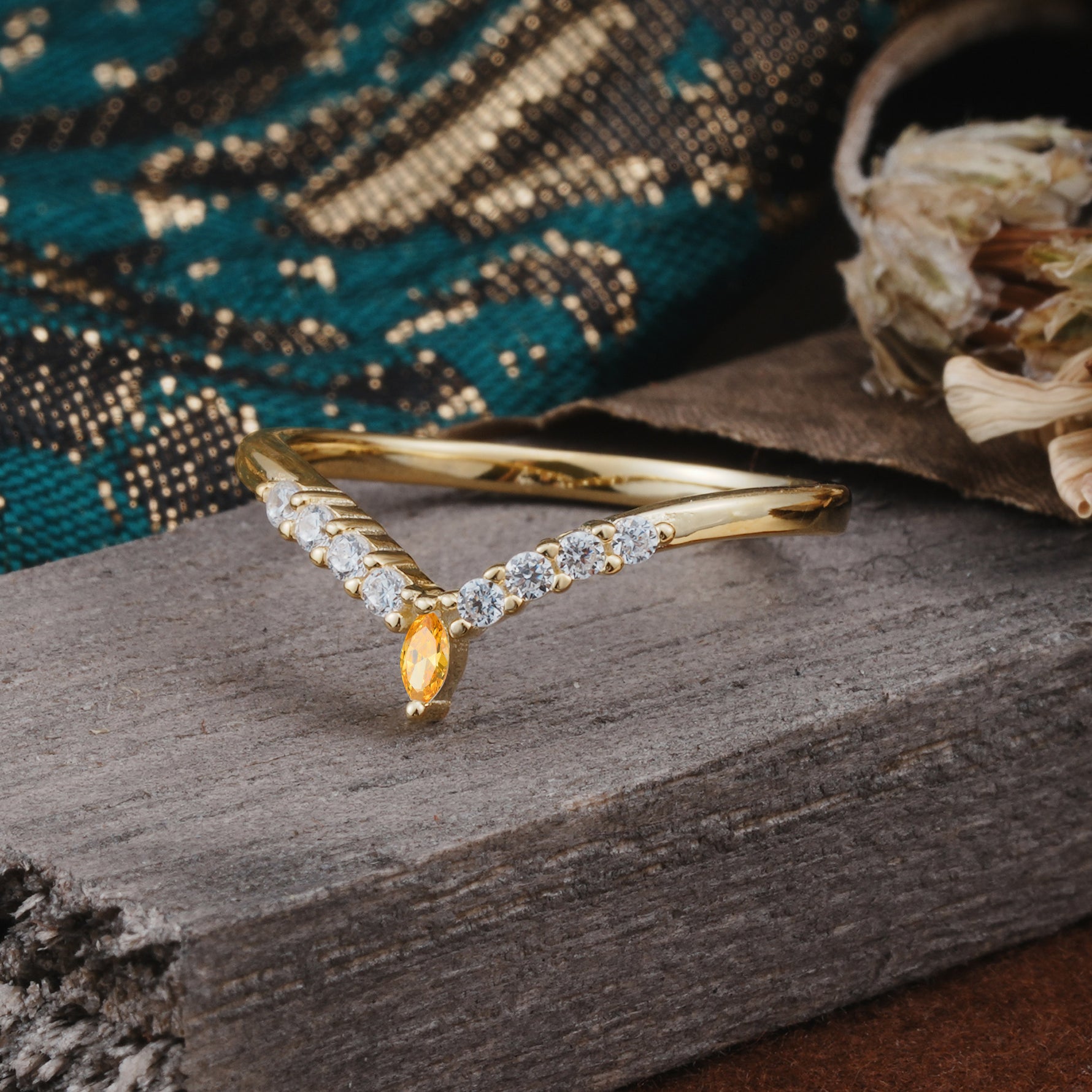 SR17227 Citrine Ring - White-Gold