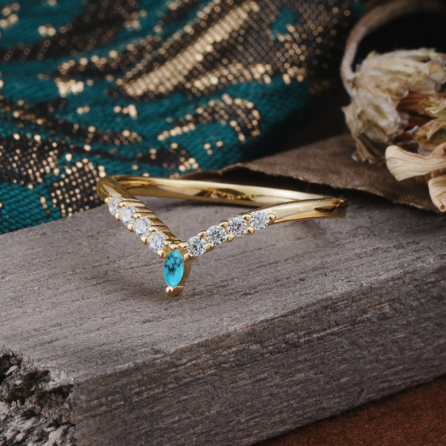 SR17227 Turquoise Ring - White-Gold
