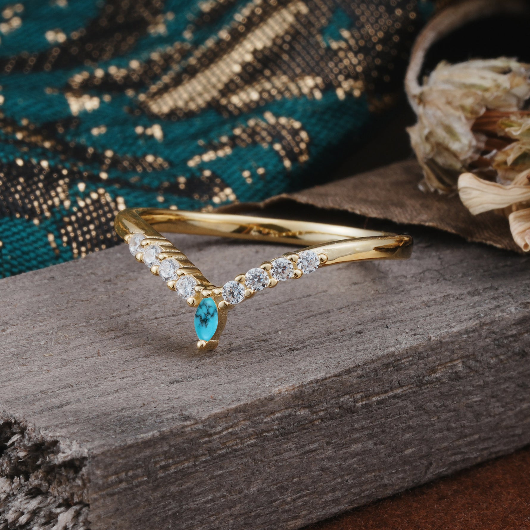 SR17227 Turquoise Ring - White-Gold