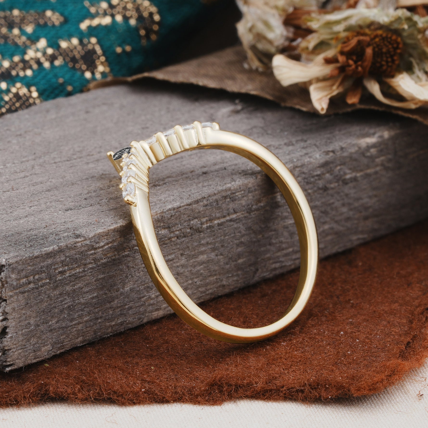 SR17227 Black Rutilated Quartz Ring - Additional view