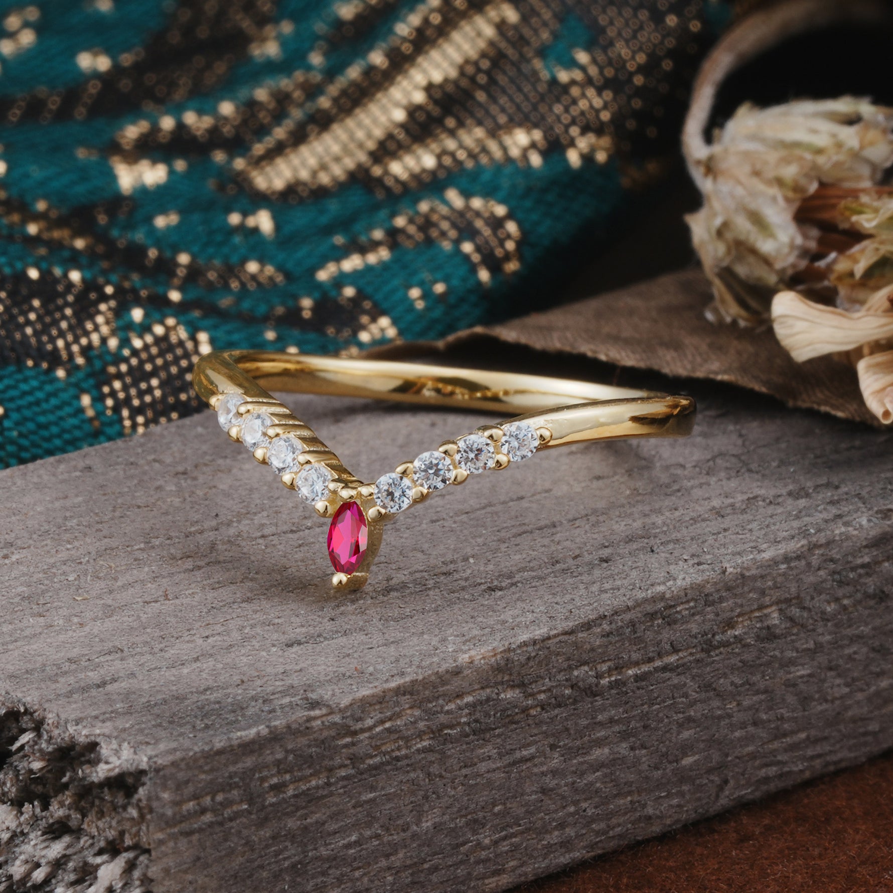 SR17227 Ruby Ring - White-Gold