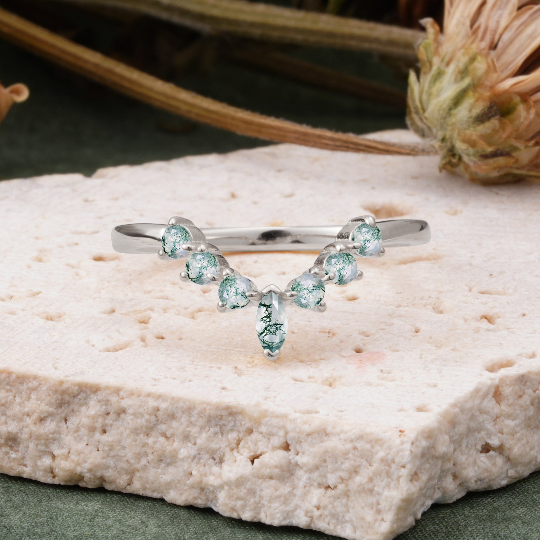 SR17234 Moss Agate Ring - Additional view