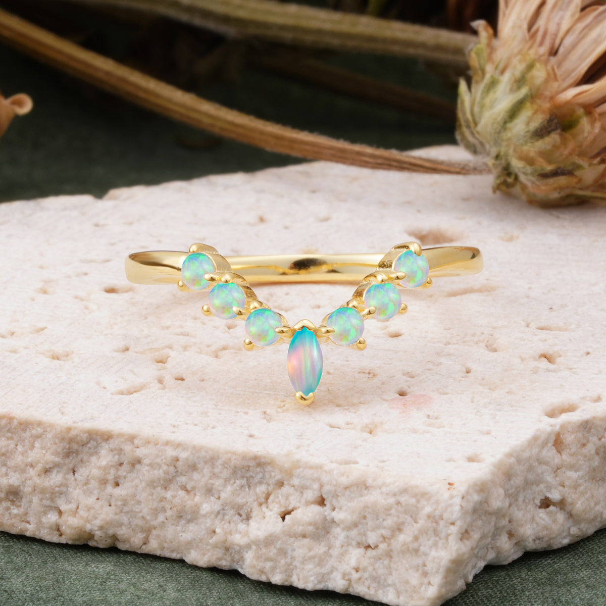 SR17234 Fire Opal Ring - Yellow-Gold