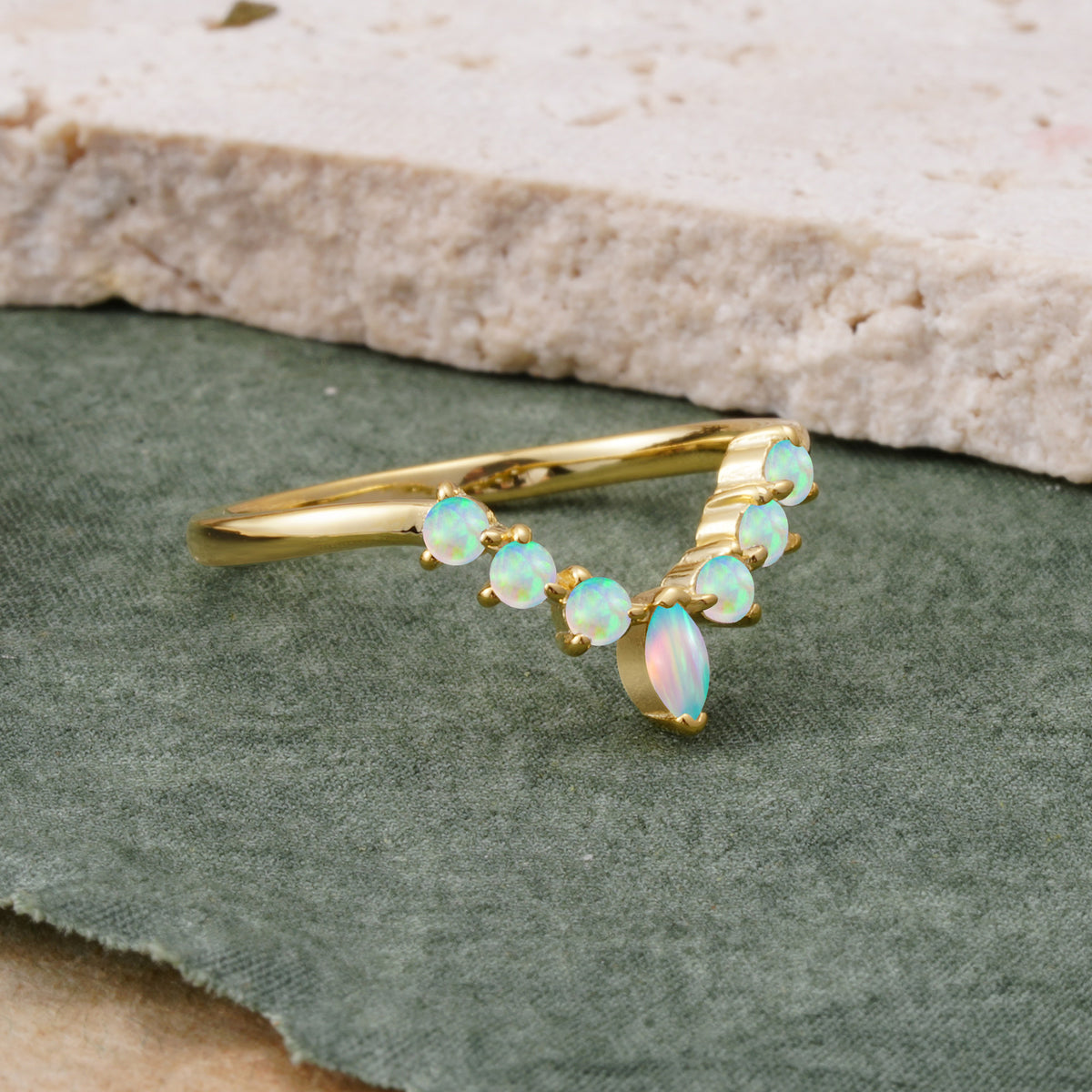 SR17234 Fire Opal Ring - White-Gold