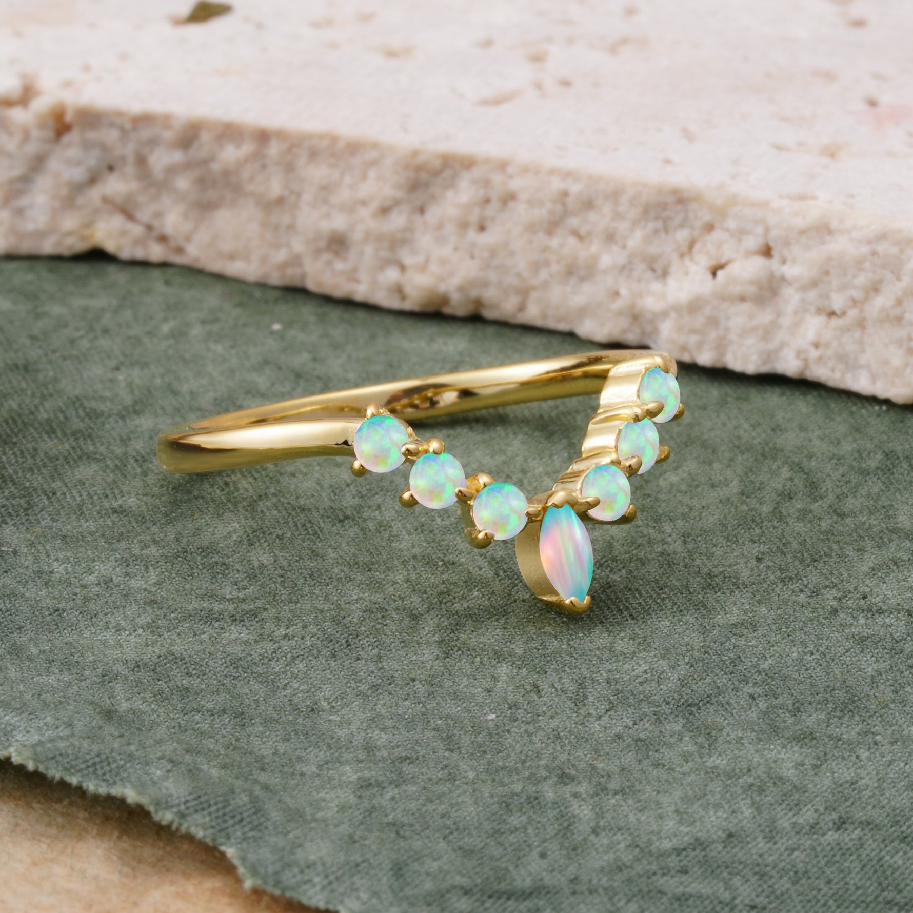 SR17234 Fire Opal Ring - White-Gold