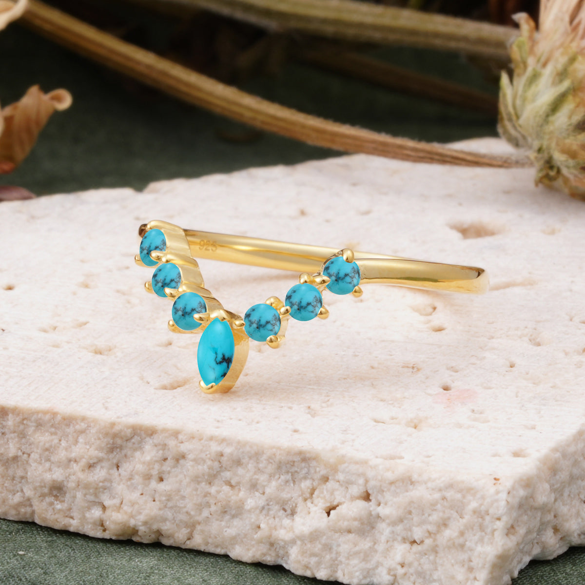 SR17234 Turquoise Ring - Rose-Gold