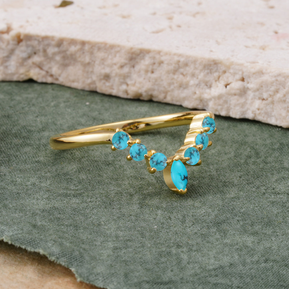 SR17234 Turquoise Ring - White-Gold
