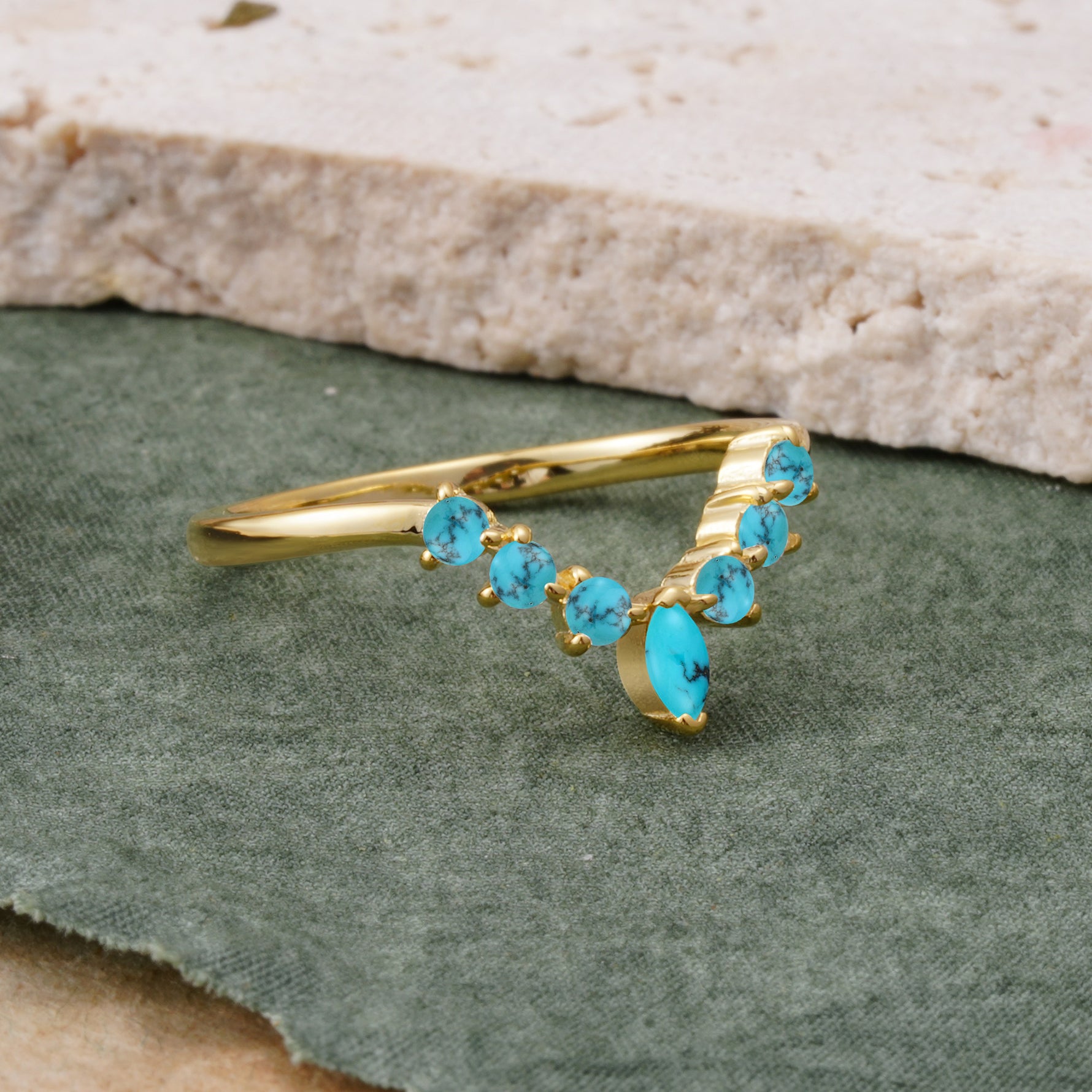 SR17234 Turquoise Ring - White-Gold