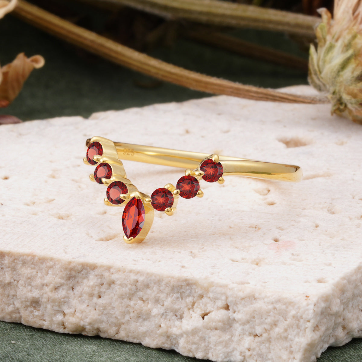 SR17234 Garnet Ring - Rose-Gold