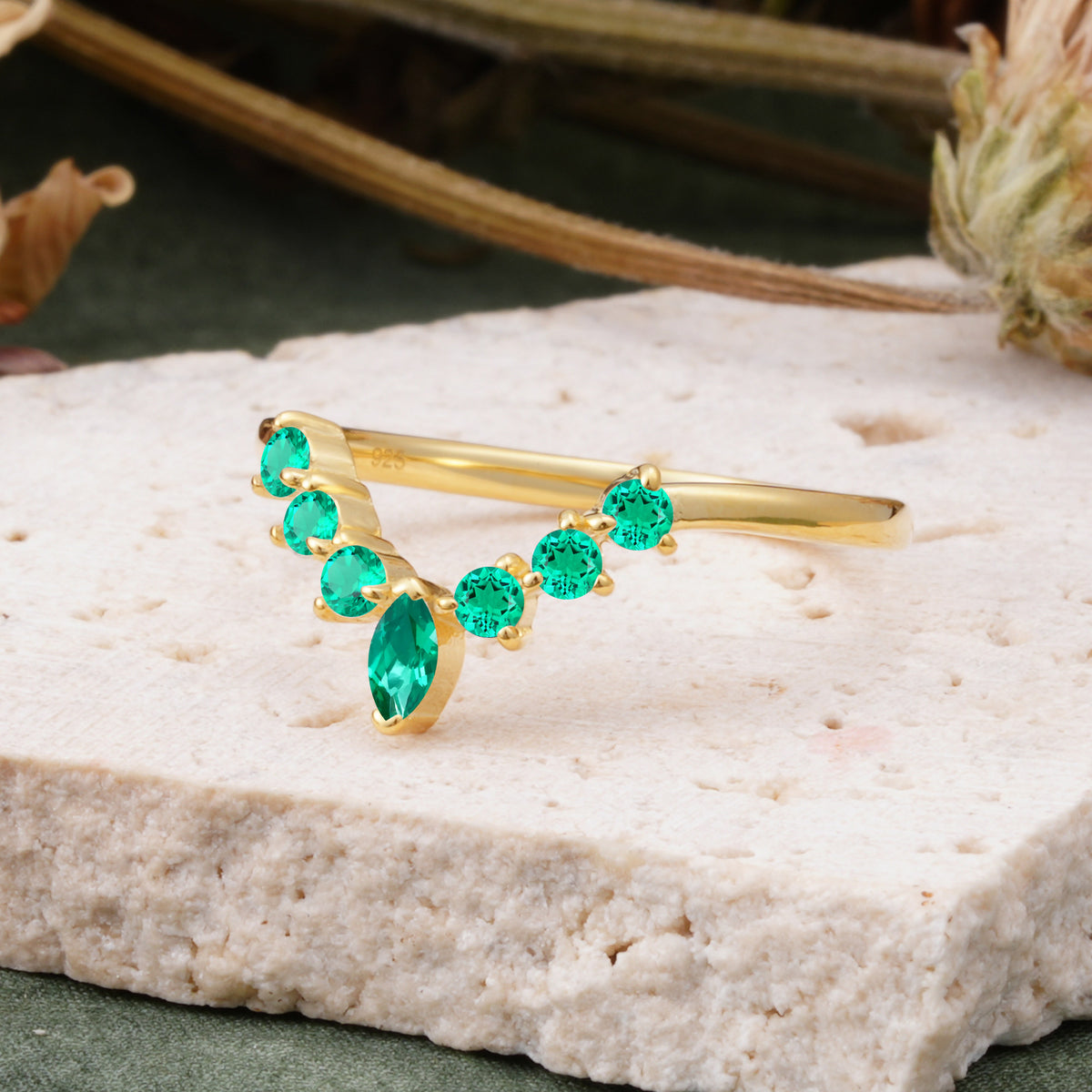 SR17234 Emerald Ring - Rose-Gold