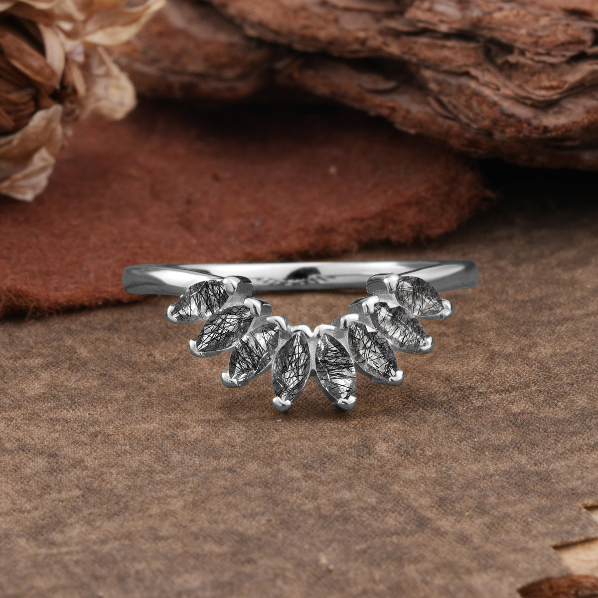 SR17236 Black Rutilated Quartz Ring - Additional view