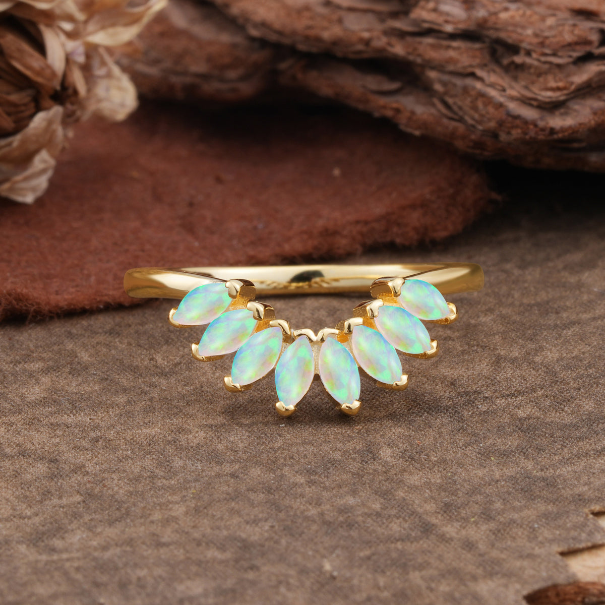 SR17236 Fire Opal Ring - Yellow-Gold