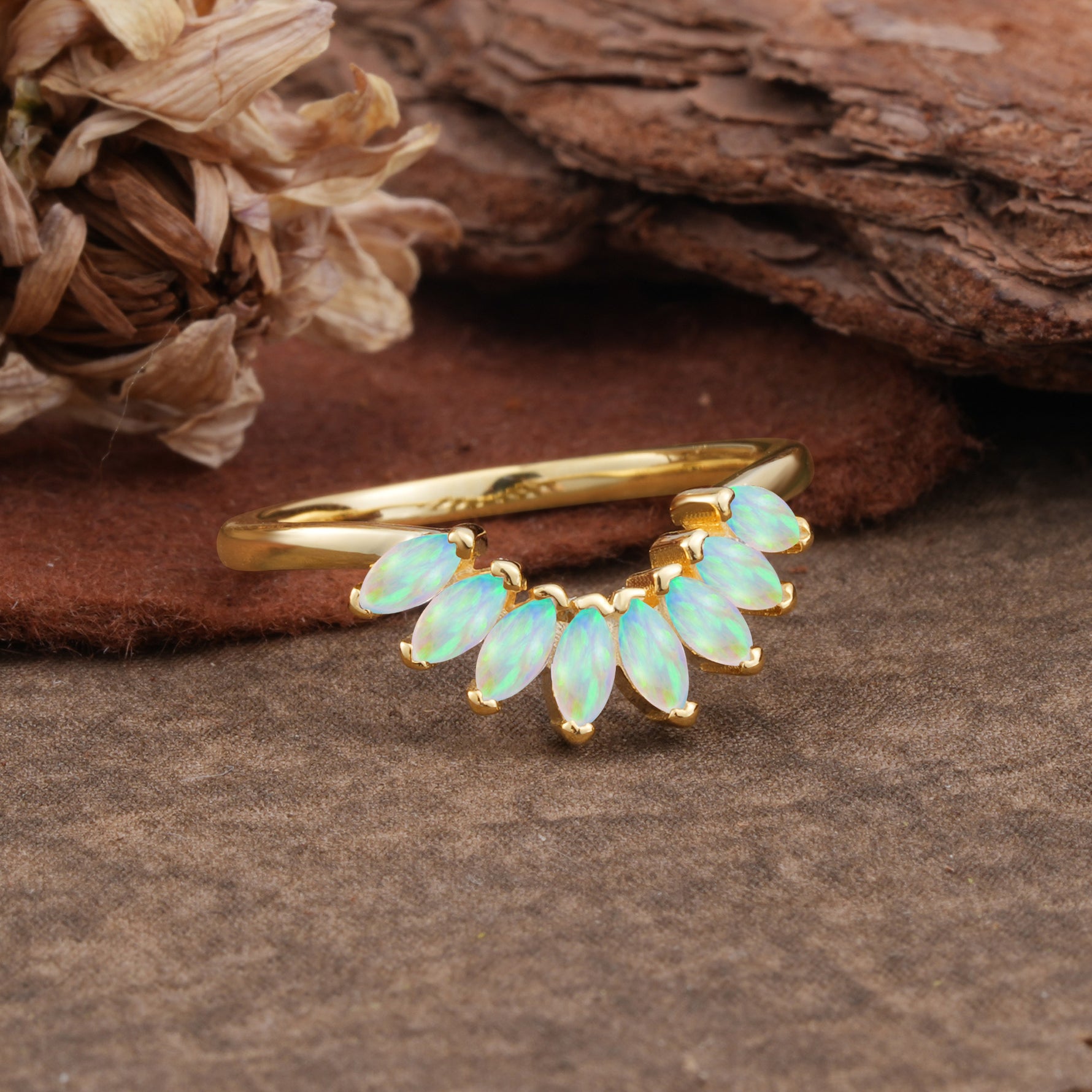 SR17236 Fire Opal Ring - Rose-Gold