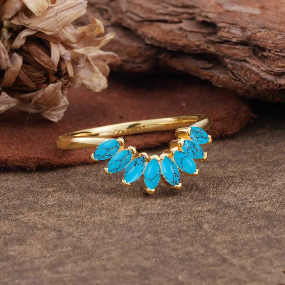 SR17236 Turquoise Ring - Rose-Gold