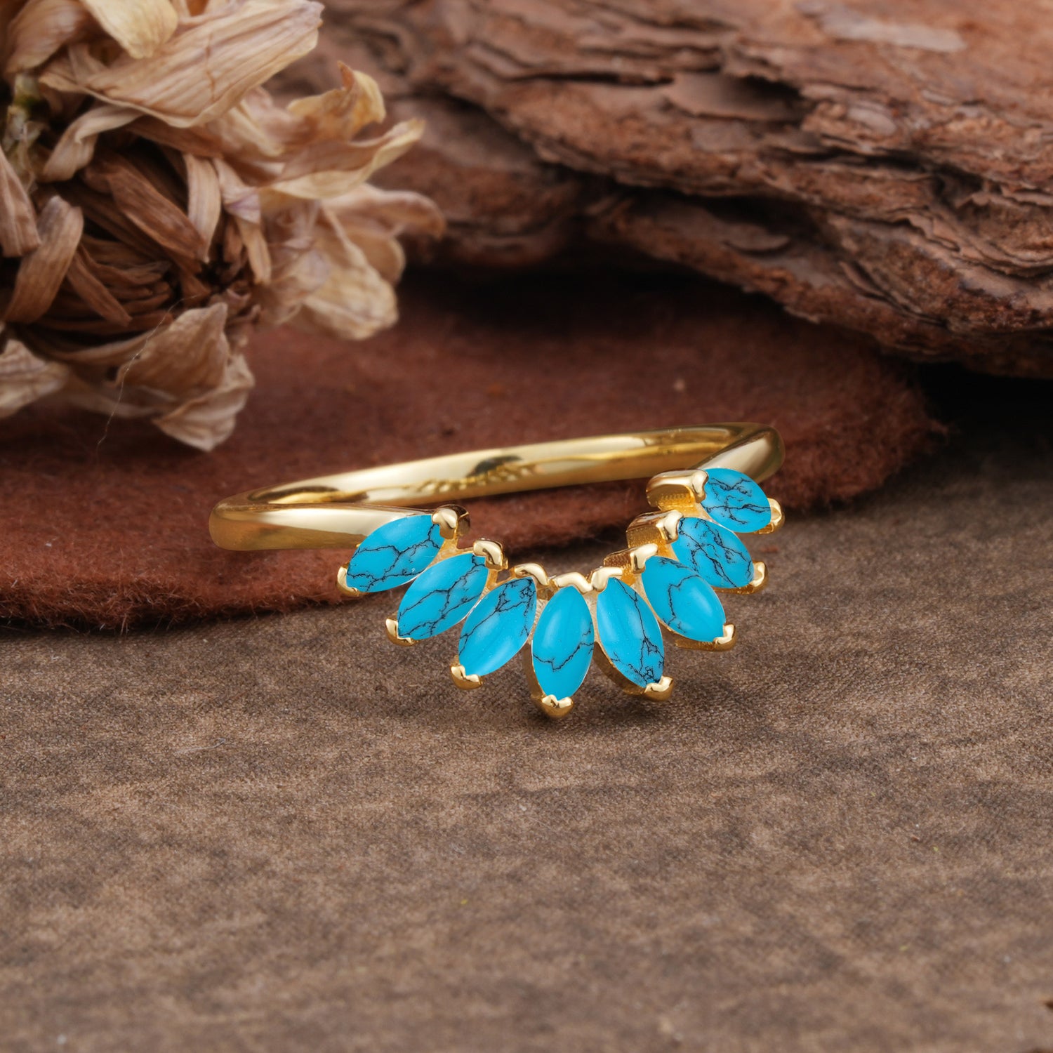 SR17236 Turquoise Ring - Rose-Gold