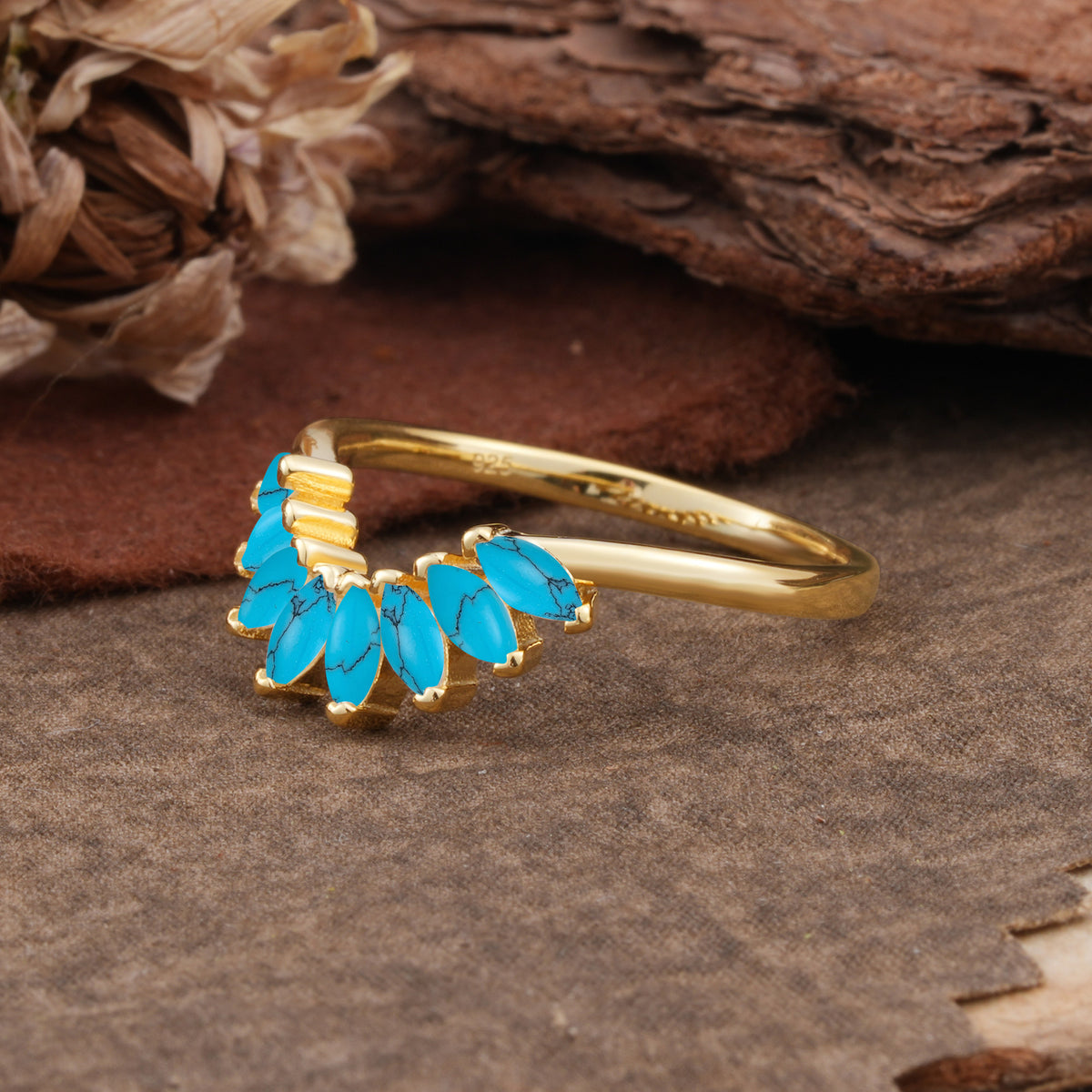 SR17236 Turquoise Ring - White-Gold
