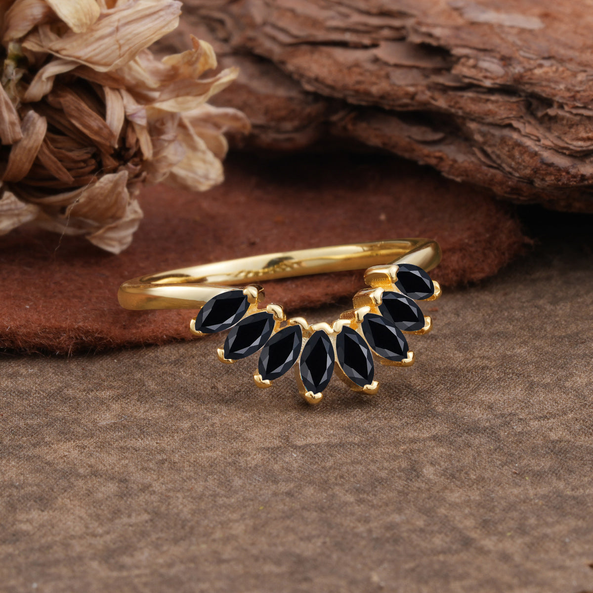 SR17236 Black Onyx Ring - Rose-Gold