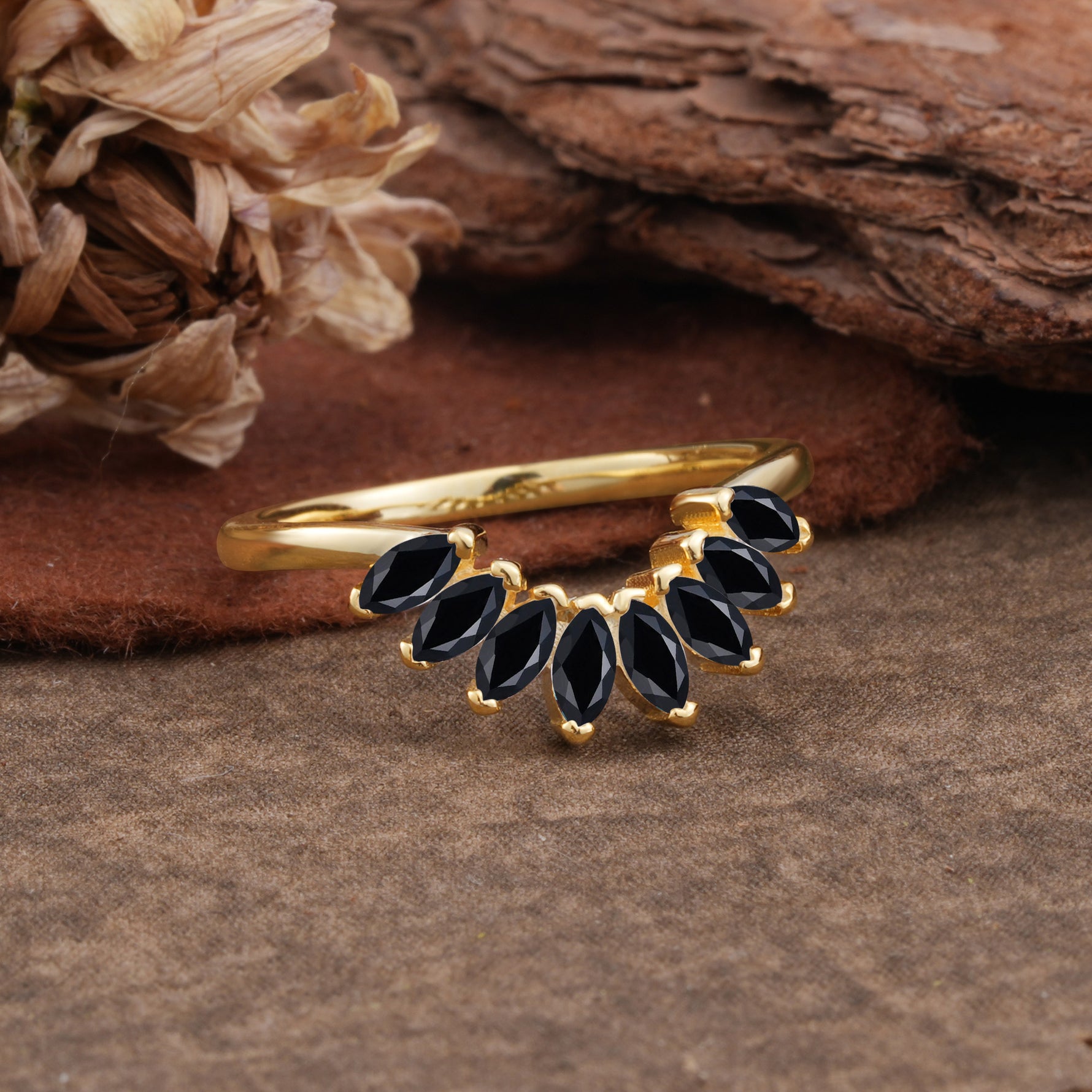 SR17236 Black Onyx Ring - Rose-Gold
