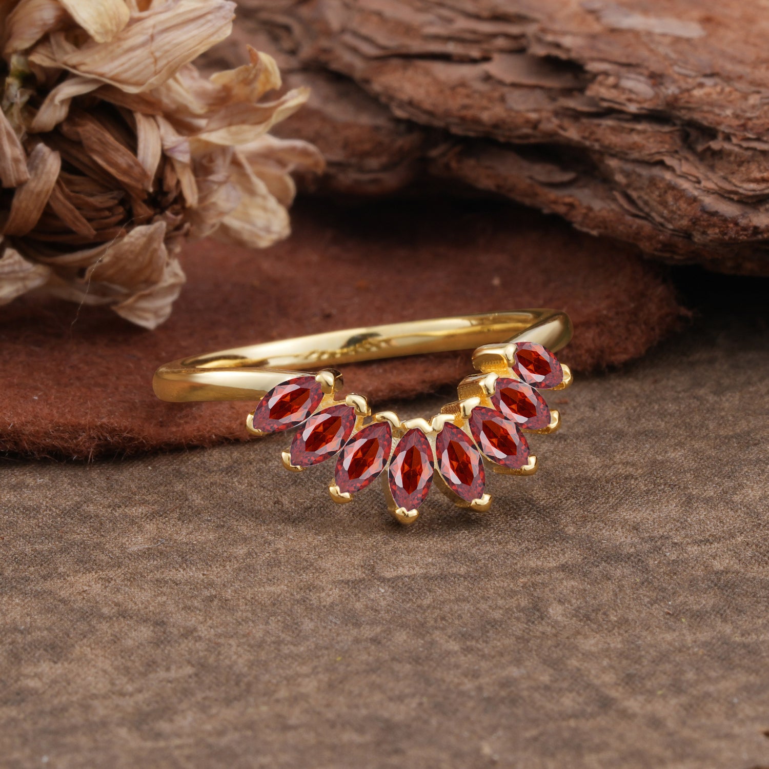 SR17236 Garnet Ring - Rose-Gold