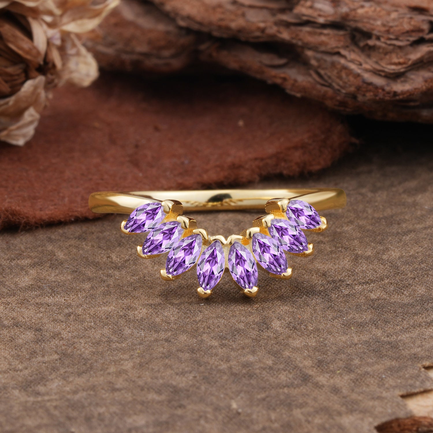 SR17236 Amethyst Ring - Yellow-Gold