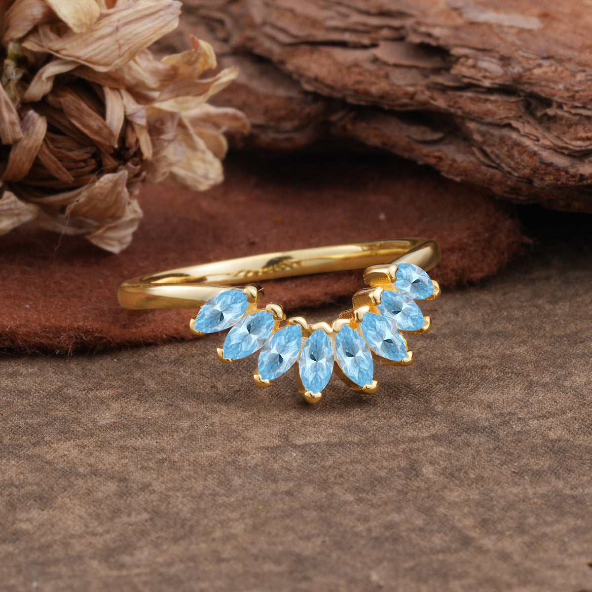 SR17236 Aquamarine Ring - Rose-Gold