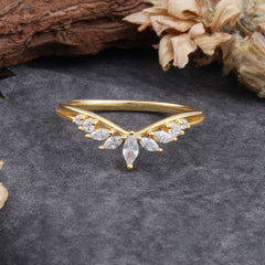 4 Prong Marquise Moissanite Engagement Ring