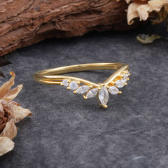 4 Prong Marquise Moissanite Engagement Ring