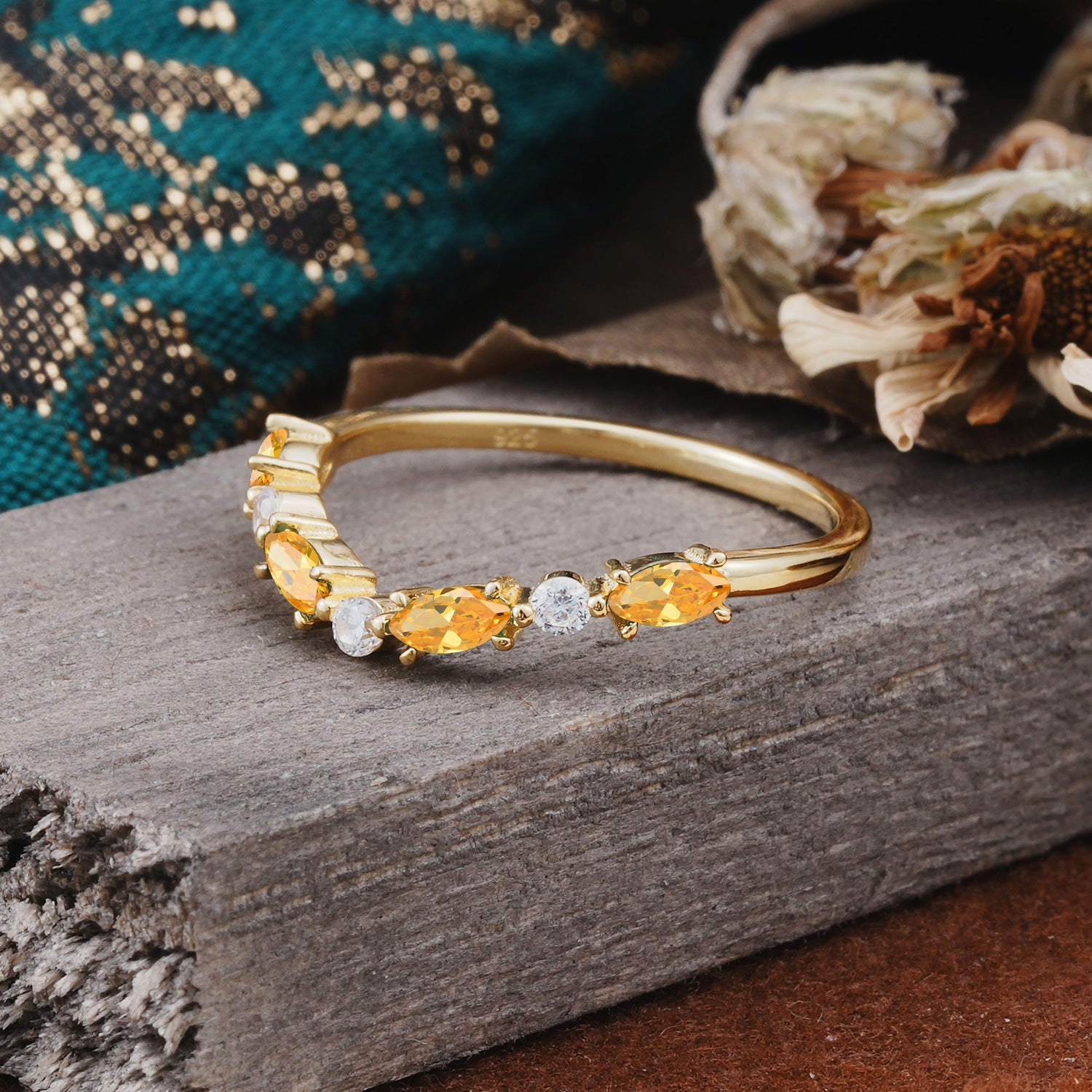 SR17241 Citrine Ring - Rose-Gold