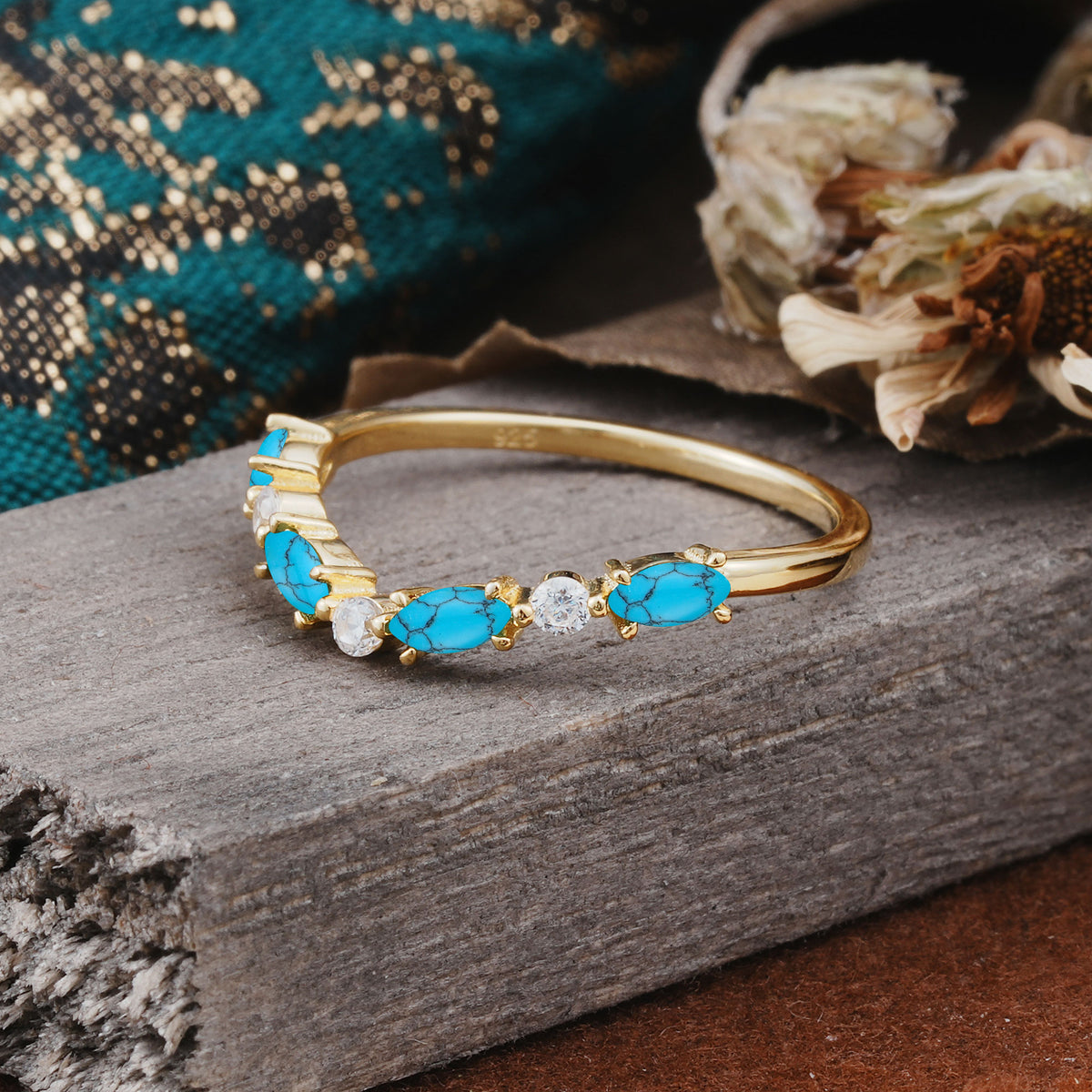 SR17241 Turquoise Ring - Rose-Gold