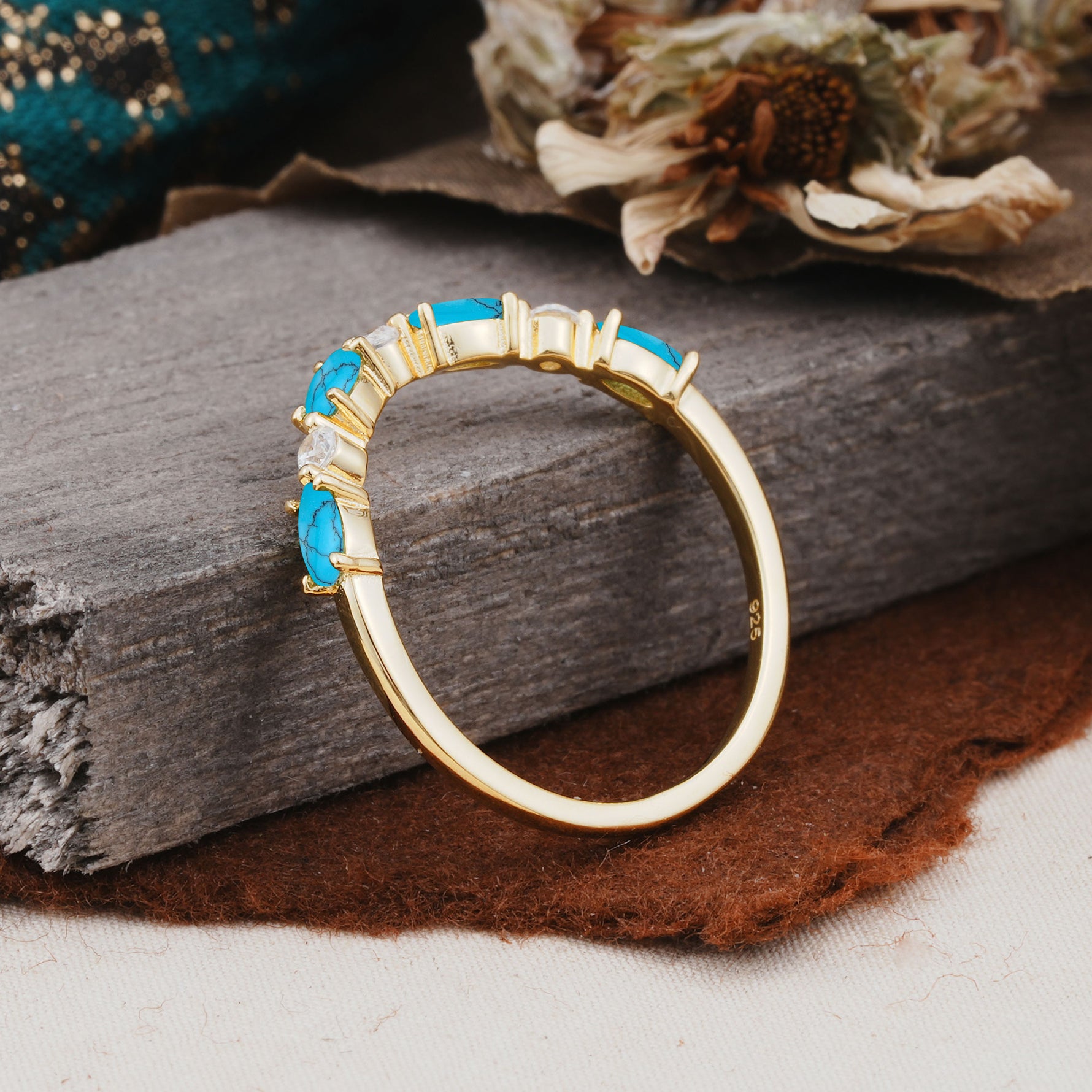 SR17241 Turquoise Ring - White-Gold