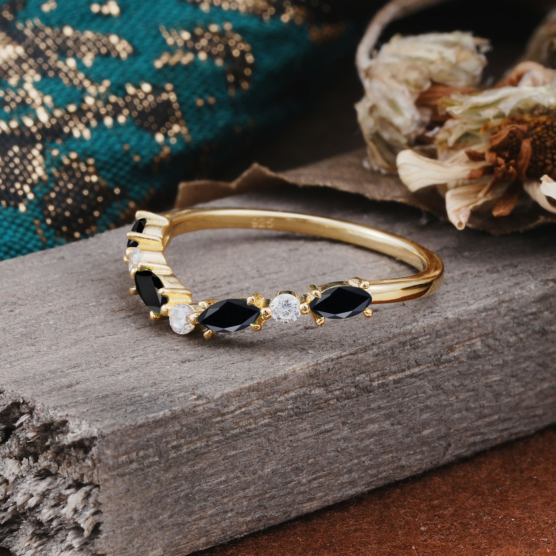 SR17241 Black Onyx Ring - Rose-Gold