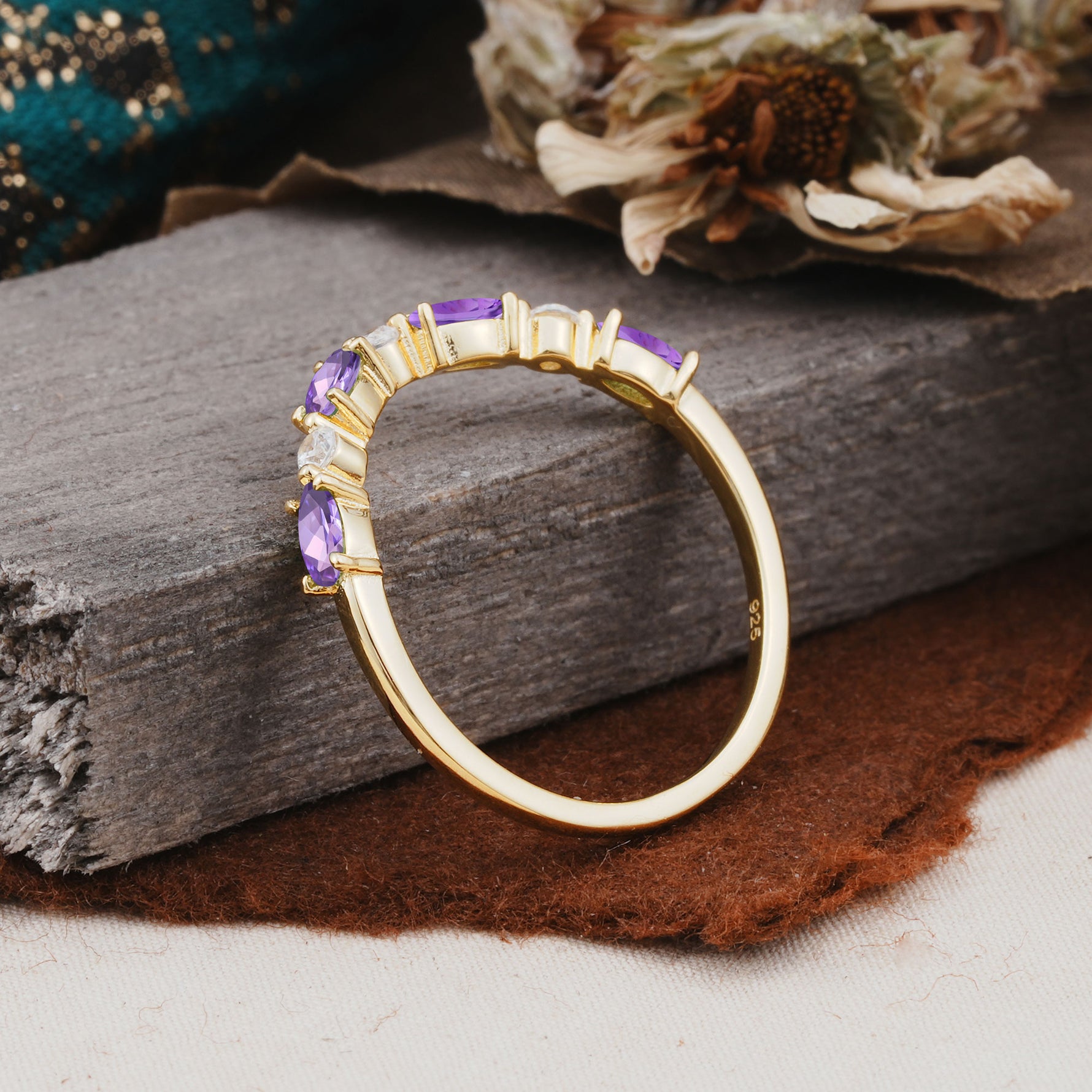 SR17241 Amethyst Ring - White-Gold