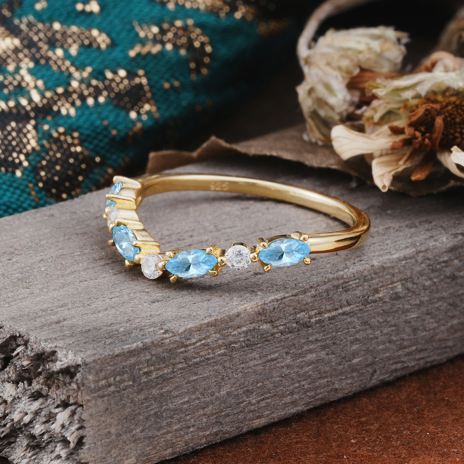 SR17241 Aquamarine Ring - Rose-Gold