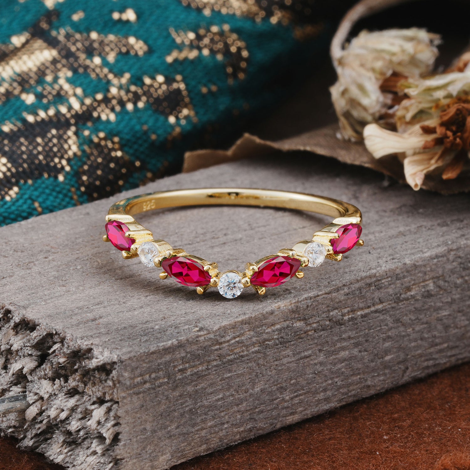 SR17241 Ruby Ring - Yellow-Gold