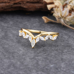 Unique Marquise Cut Curved Moissanite Ring for Women